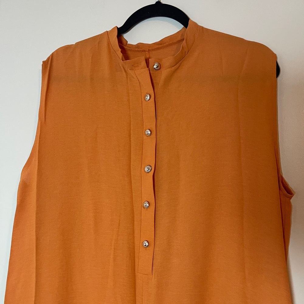 Womens Jumpsuit Size 2XL Orange Sleeveless Flowy Wide Leg Pants One Piece - Picture 3 of 10